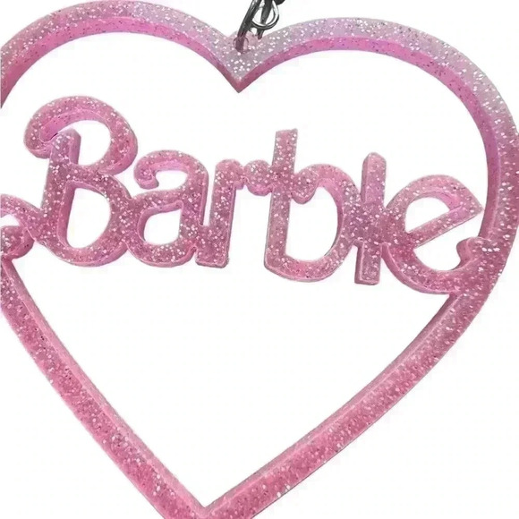 Barbie Inspired Earrings Glitter Sparkle Pink Barbiecore Ken Drop Dangle - Picture 2 of 3